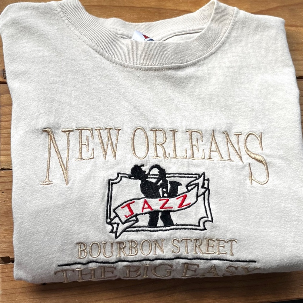 Vintage 100% Cotton New Orleans Destination Neutral Tan Short‎ Sleeve T-Shirt